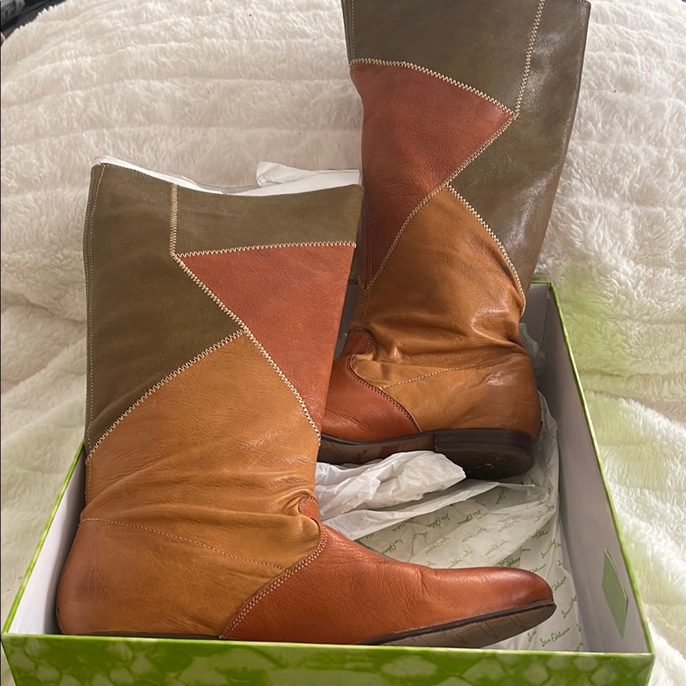 Patchwork Leather Boots - image 1